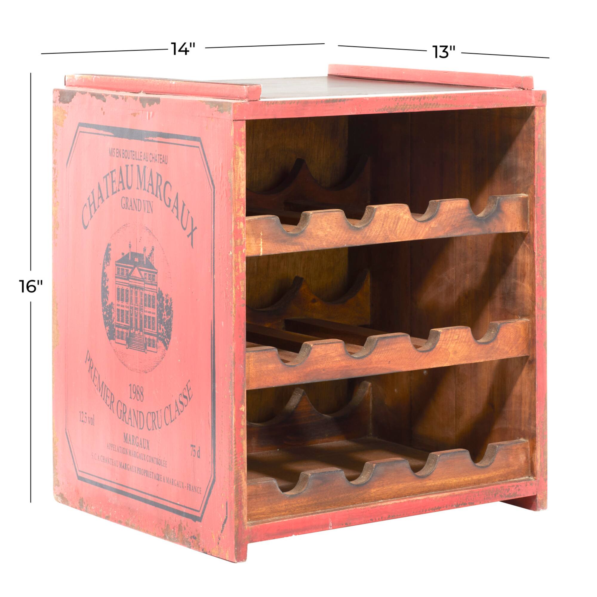 16" Red Wood Farmhouse Wine Rack